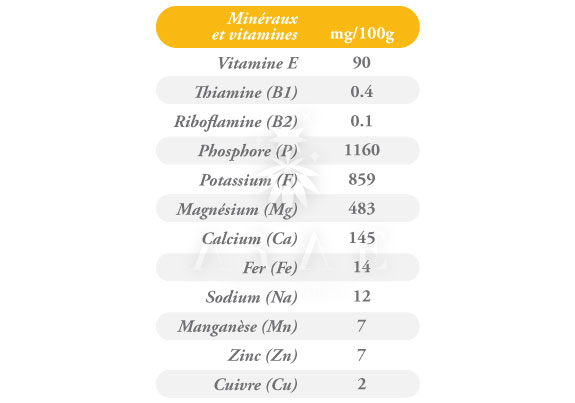 Tableau valeurs nutritionnelles des vitamines et minéraux